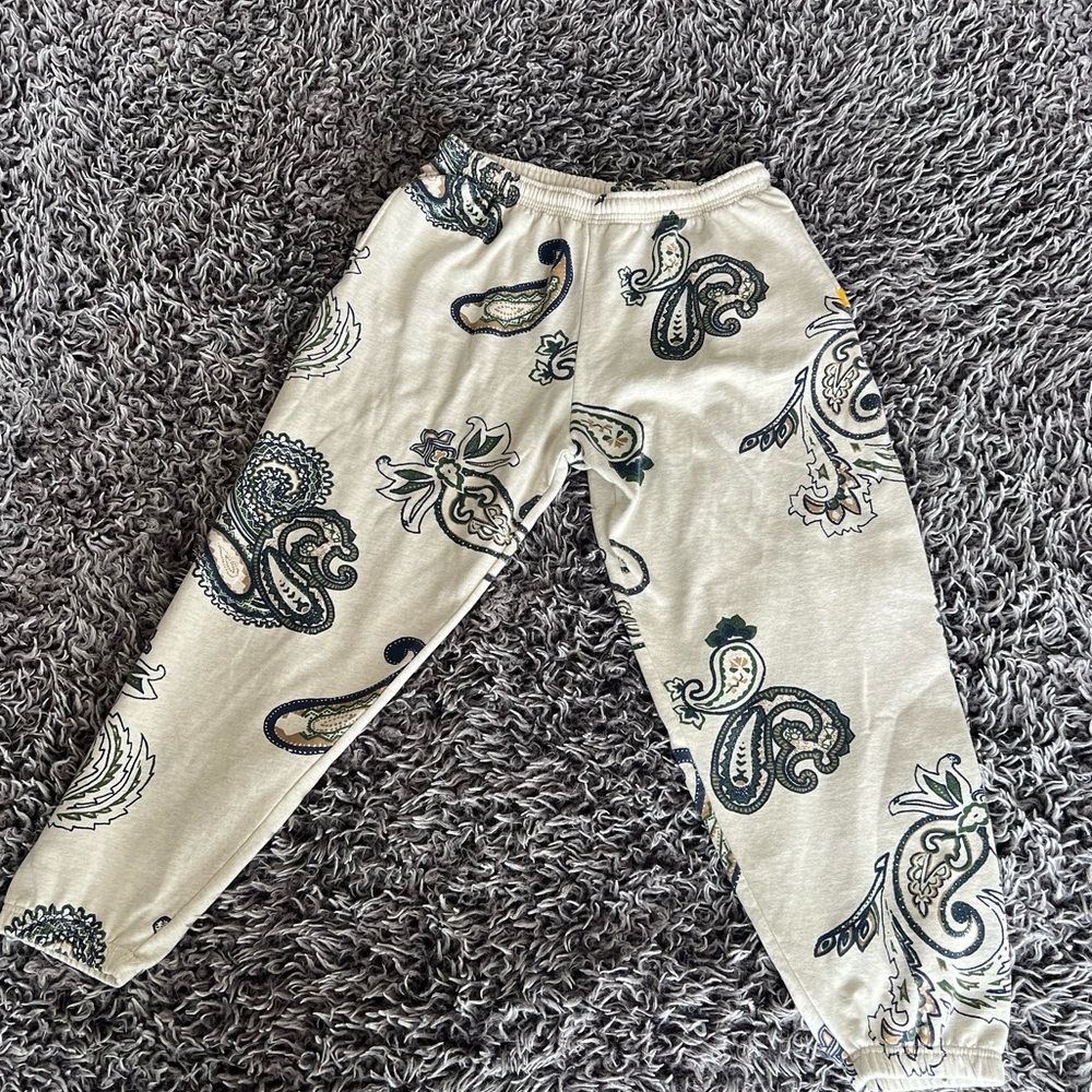 Cream-Colored Sweat Pants w/ Print (Urban Outfitters)